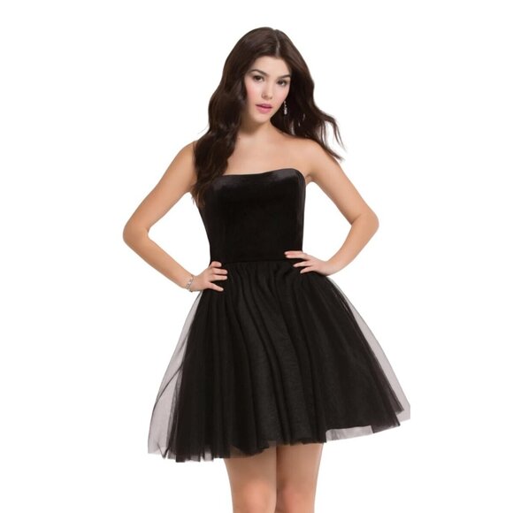 AP-2634. Alyce Paris Ballet Collection Velvet Strapless Tulle Zip Back Black - Picture 1 of 1